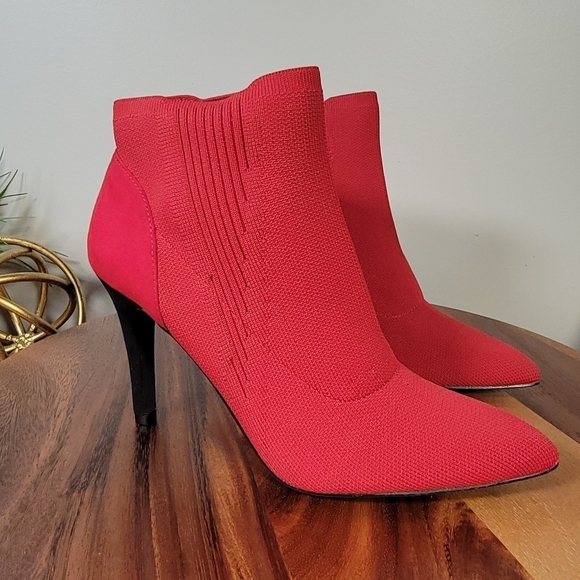 MIA Red sock Knit Stiletto ankle Boots Booties Heels Size 7.5 - Picture 16 of 17